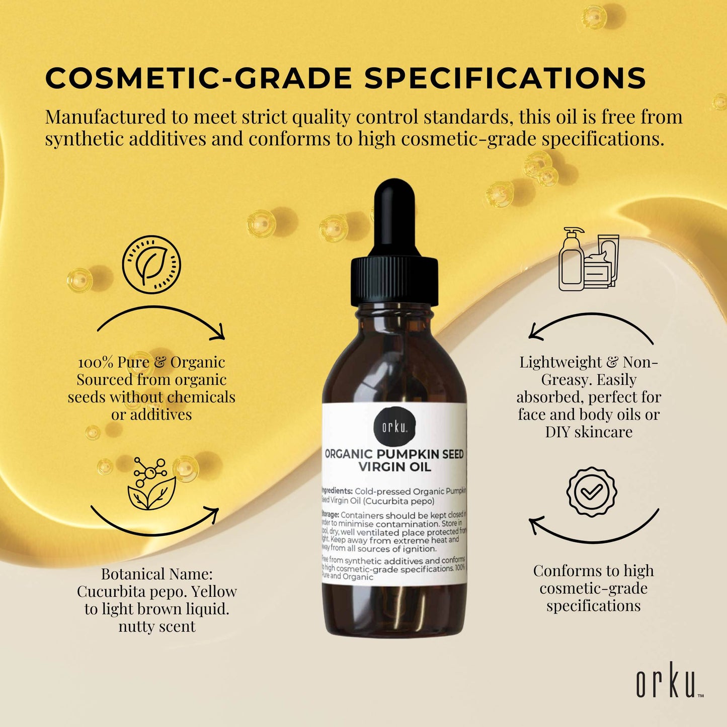 Orku 25ml Organic Pumpkin Seed Virgin Oil Cold Pressed Cosmetic Grade