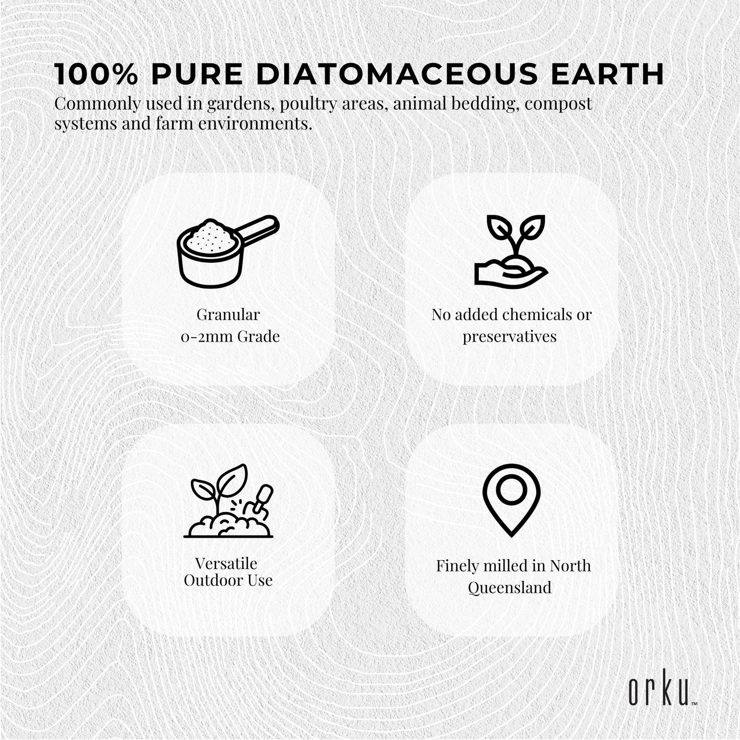Orku 2Kg Diatomaceous Earth Garden 0-2mm Australian Fossil Shell Flour