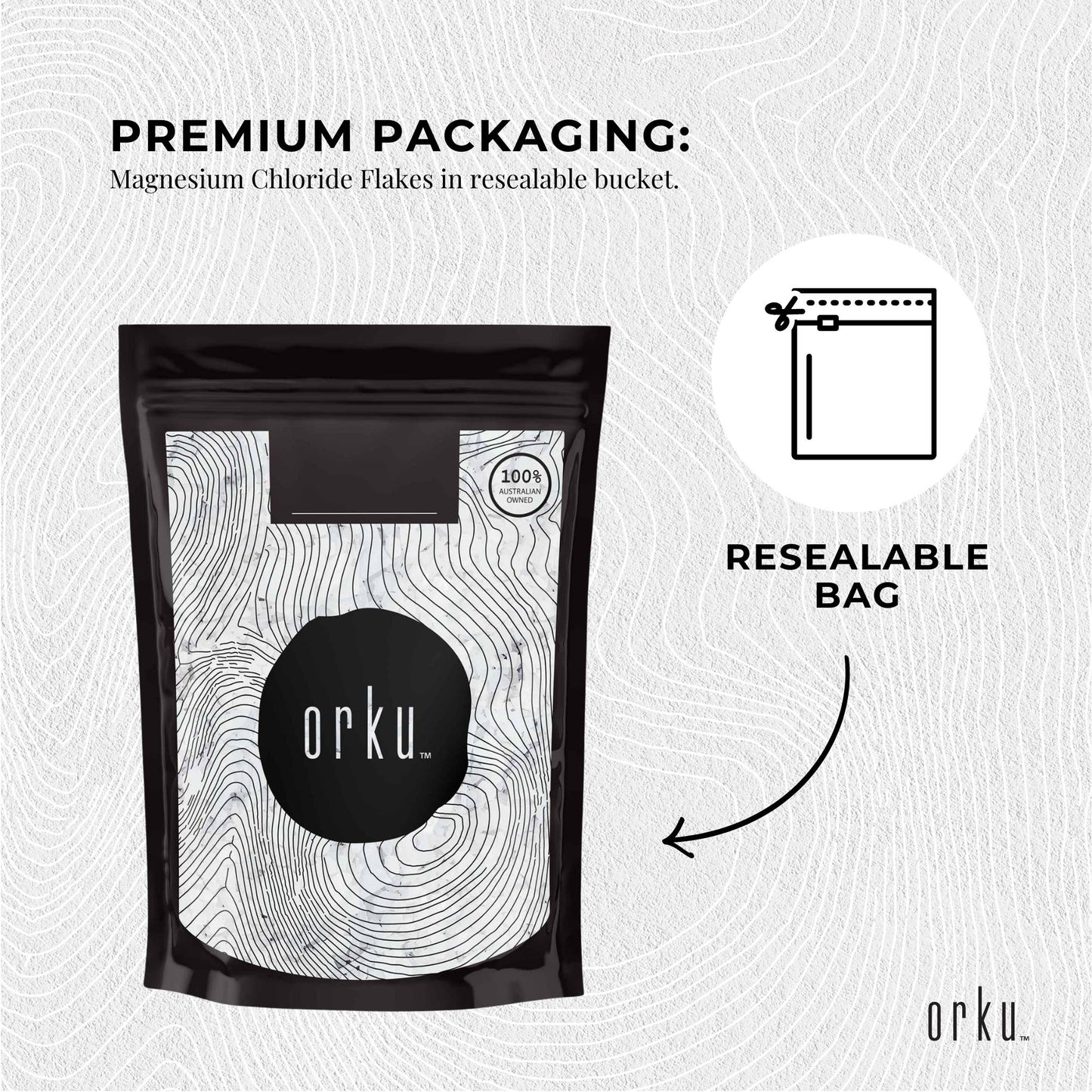 Orku 2Kg Magnesium Chloride Flakes Hexahydrate - FCC USP Spec Bath Salts