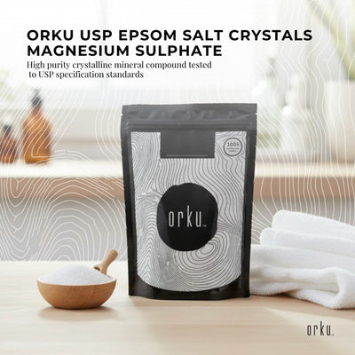 Orku 2Kg USP Epsom Salt Crystals Magnesium Sulphate - Bath Soak Salts