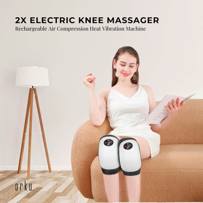Orku 2x Heated Knee Massager - Rechargeable Air Compression Vibration Wrap