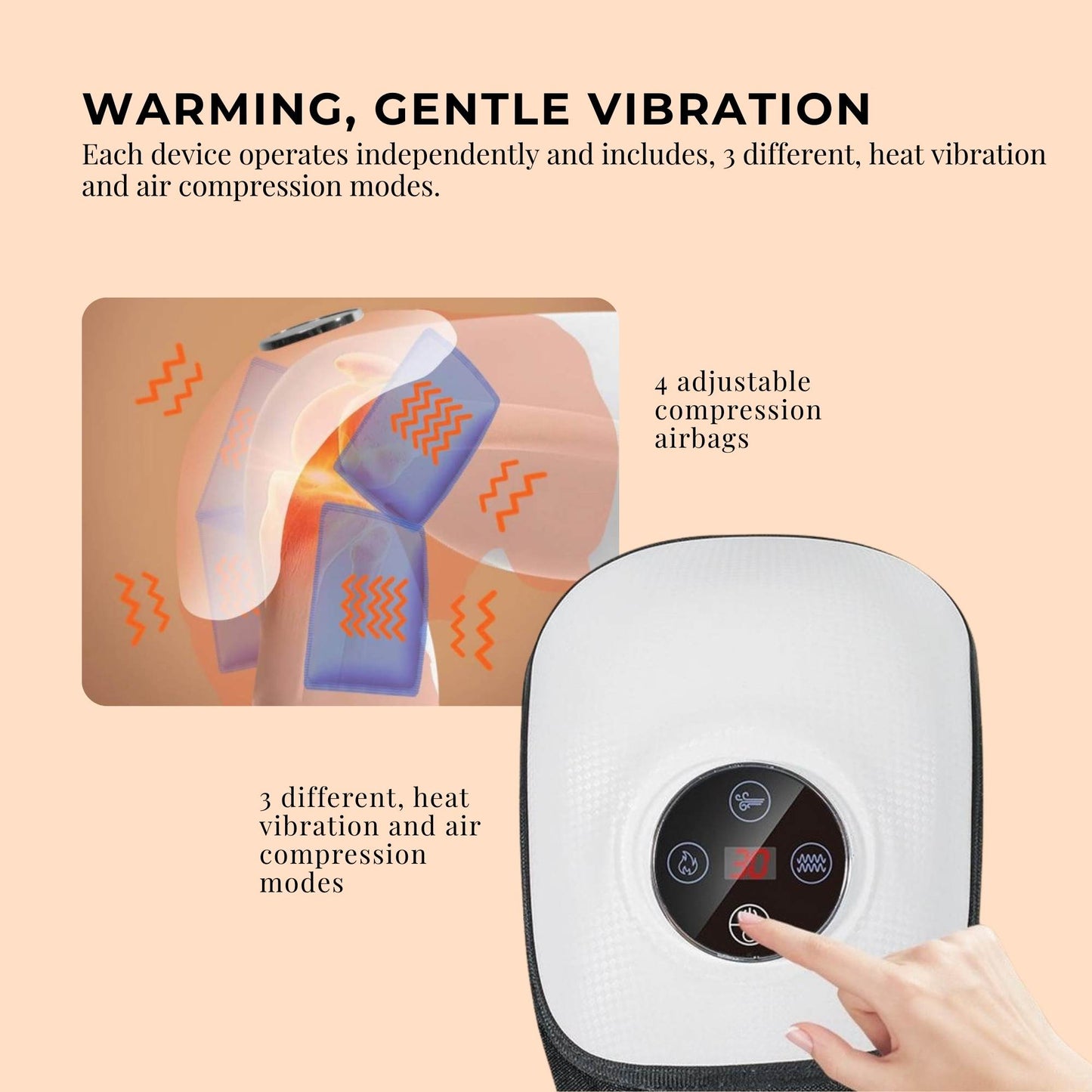 Orku 2x Heated Knee Massager - Rechargeable Air Compression Vibration Wrap