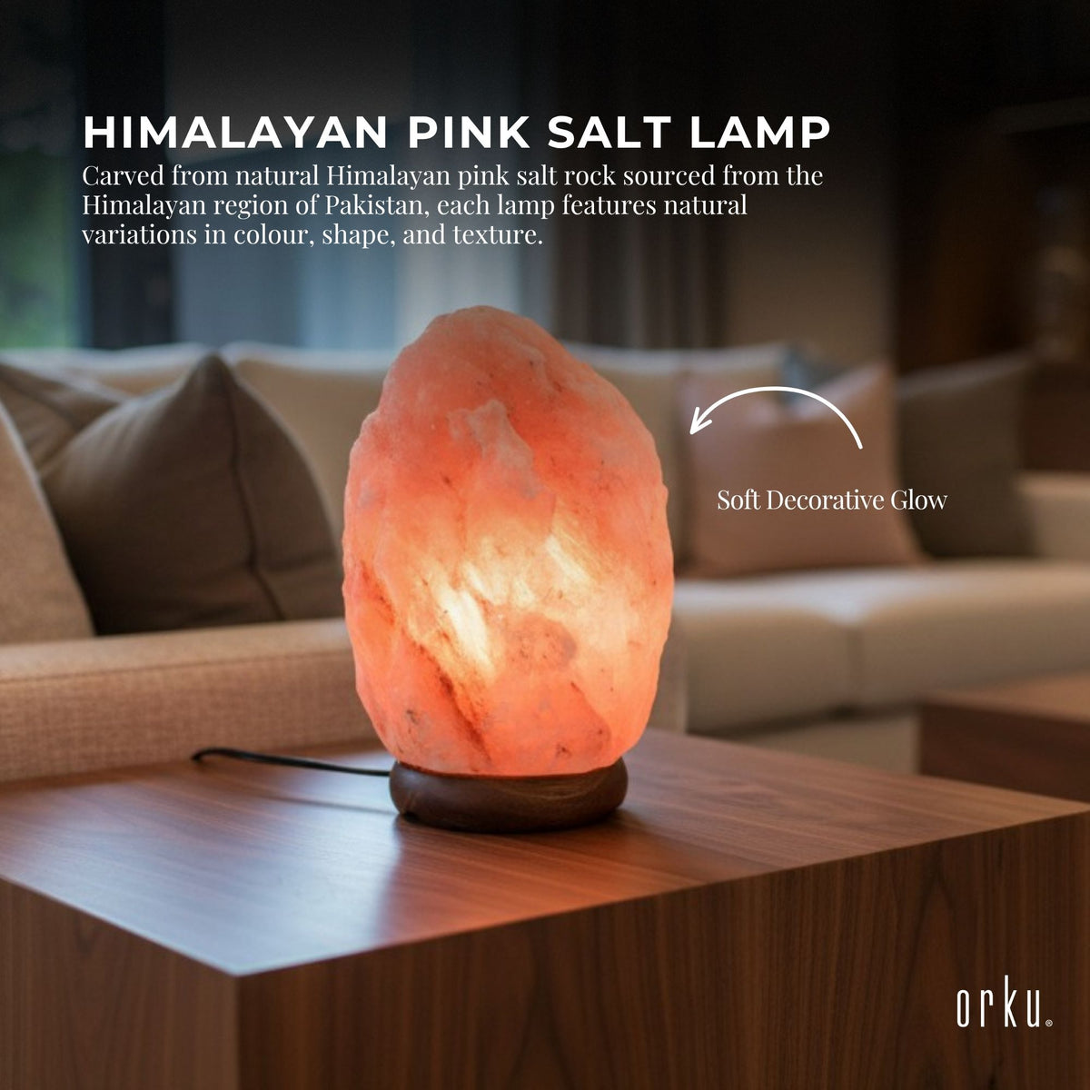Orku 5Kgs Himalayan Pink Salt Lamp - X-Large Natural Rock Night Light