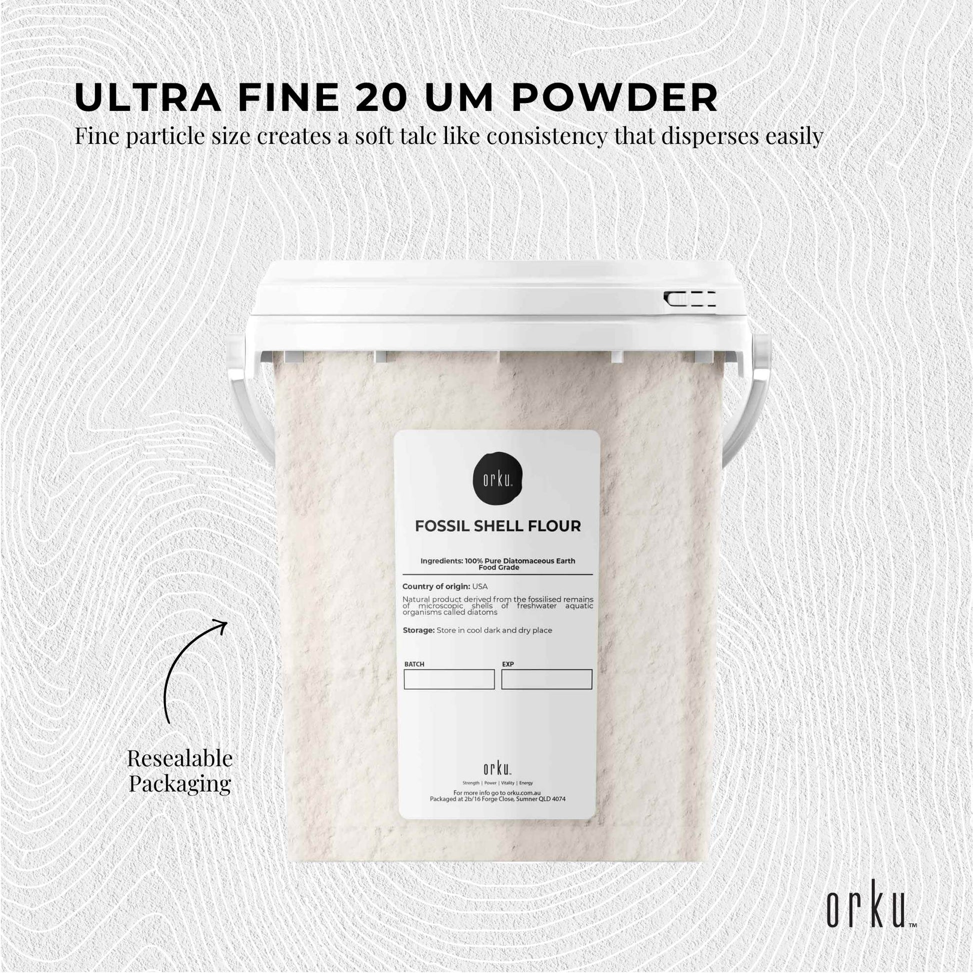 Orku 300g Fine Diatomaceous Earth Tub - Food Grade Fossil Shell Flour