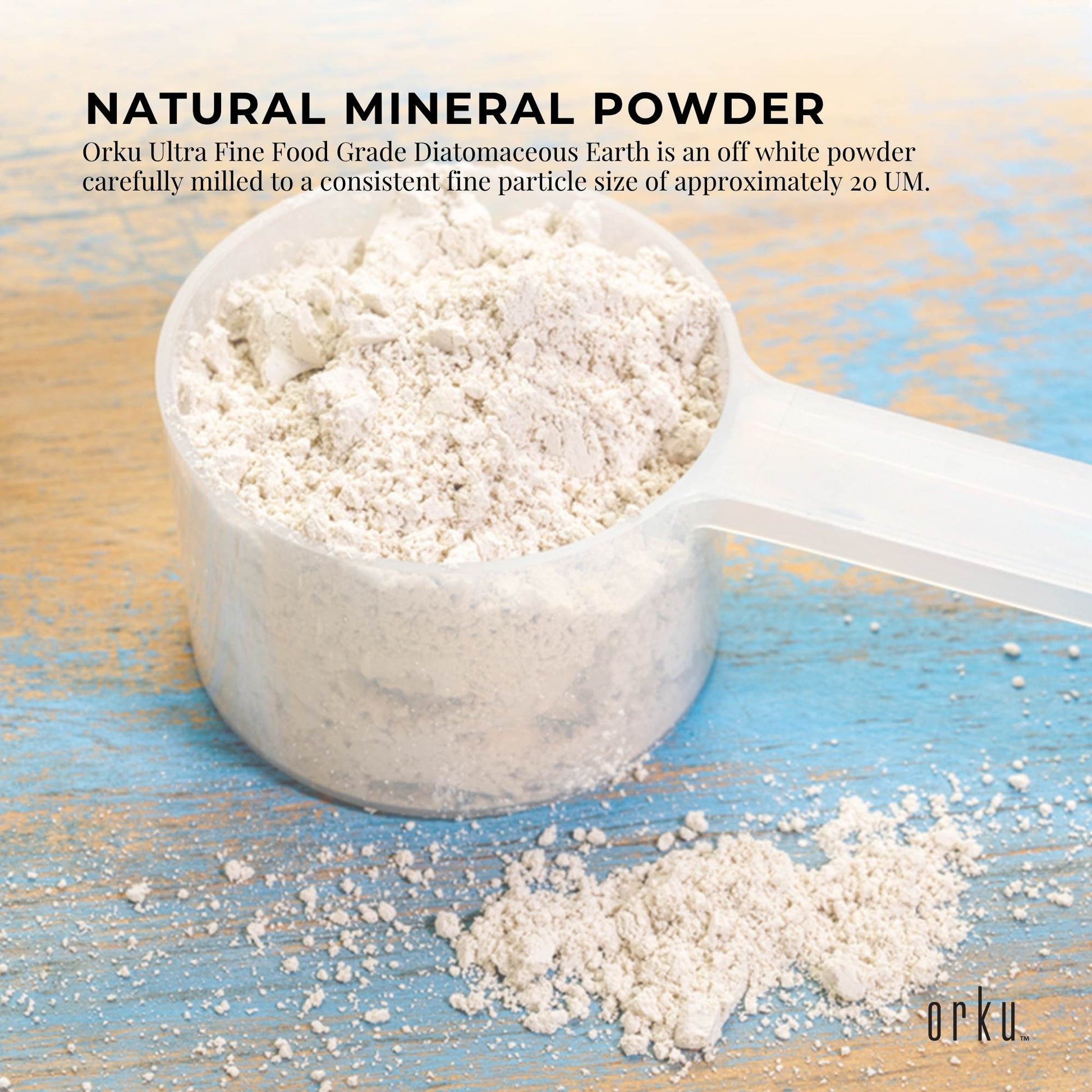 Orku 300g Fine Diatomaceous Earth Tub - Food Grade Fossil Shell Flour