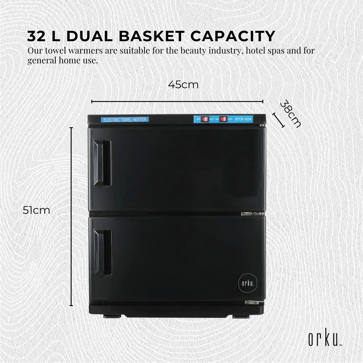 Orku 32L Electric Towel Warmer UV Cabinet Salon Spa Black