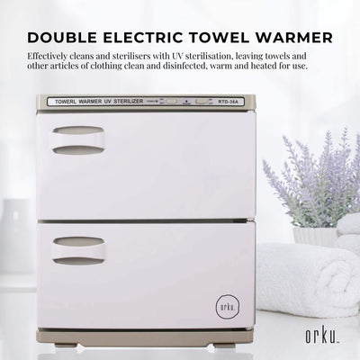 Orku 36L White UV Electric Towel Warmer Steriliser Cabinet Salon Heat Sanitiser