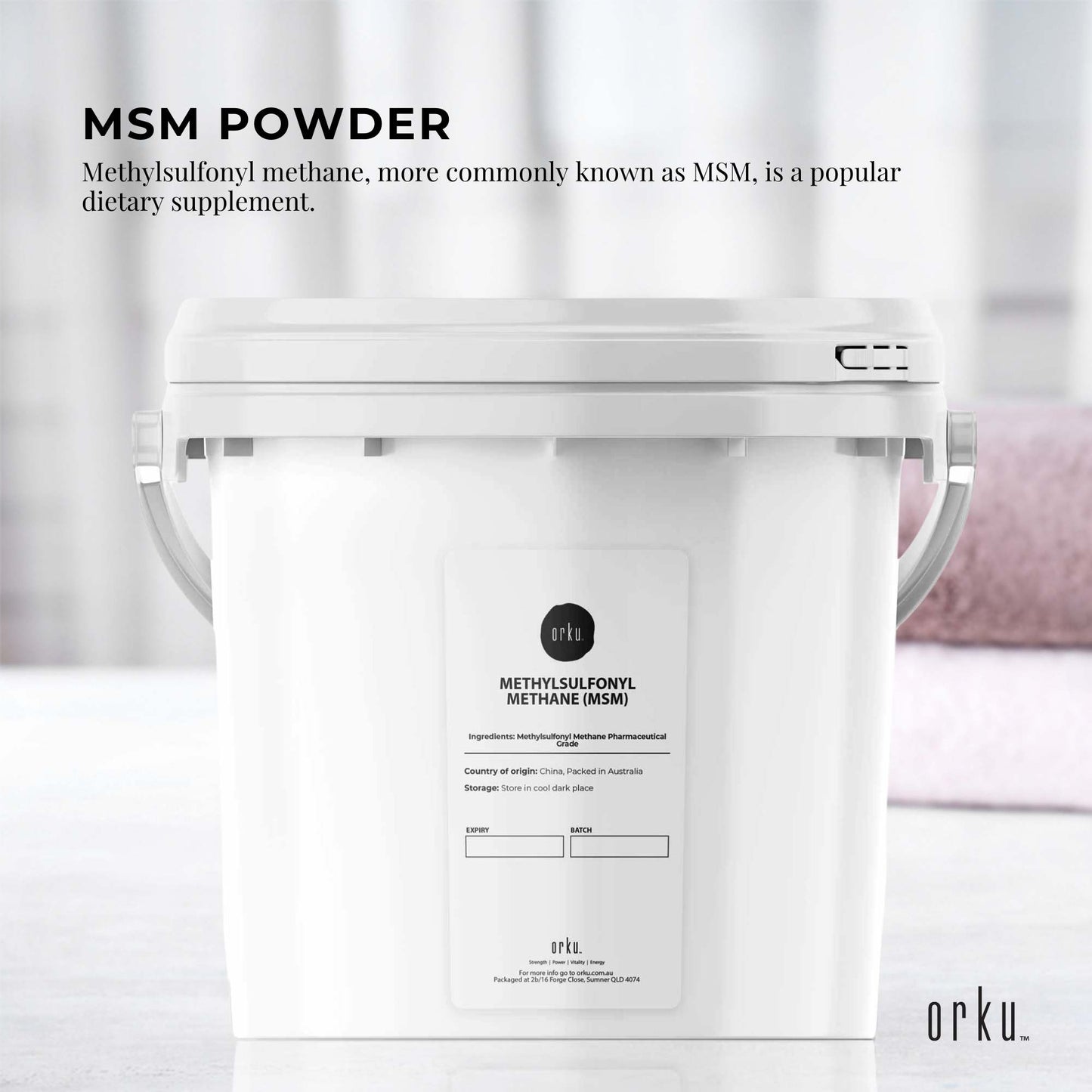 Orku 3Kg MSM Powder or Crystals Tub - 99.9% Pure USP Grade Methylsulfonylmethane