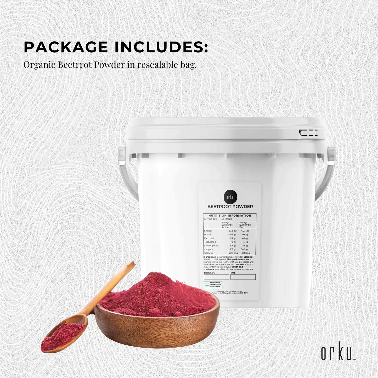 Orku 3Kg Organic Beetroot Powder - 100% Pure Beet Root Powder - Beta vulgaris