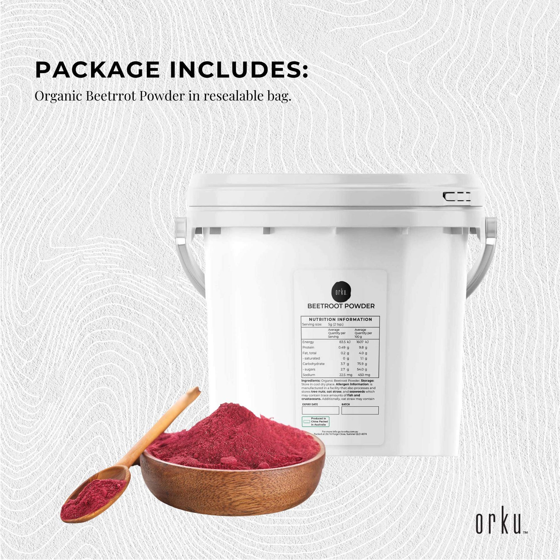 Orku 3Kg Organic Beetroot Powder - 100% Pure Beet Root Powder - Beta vulgaris