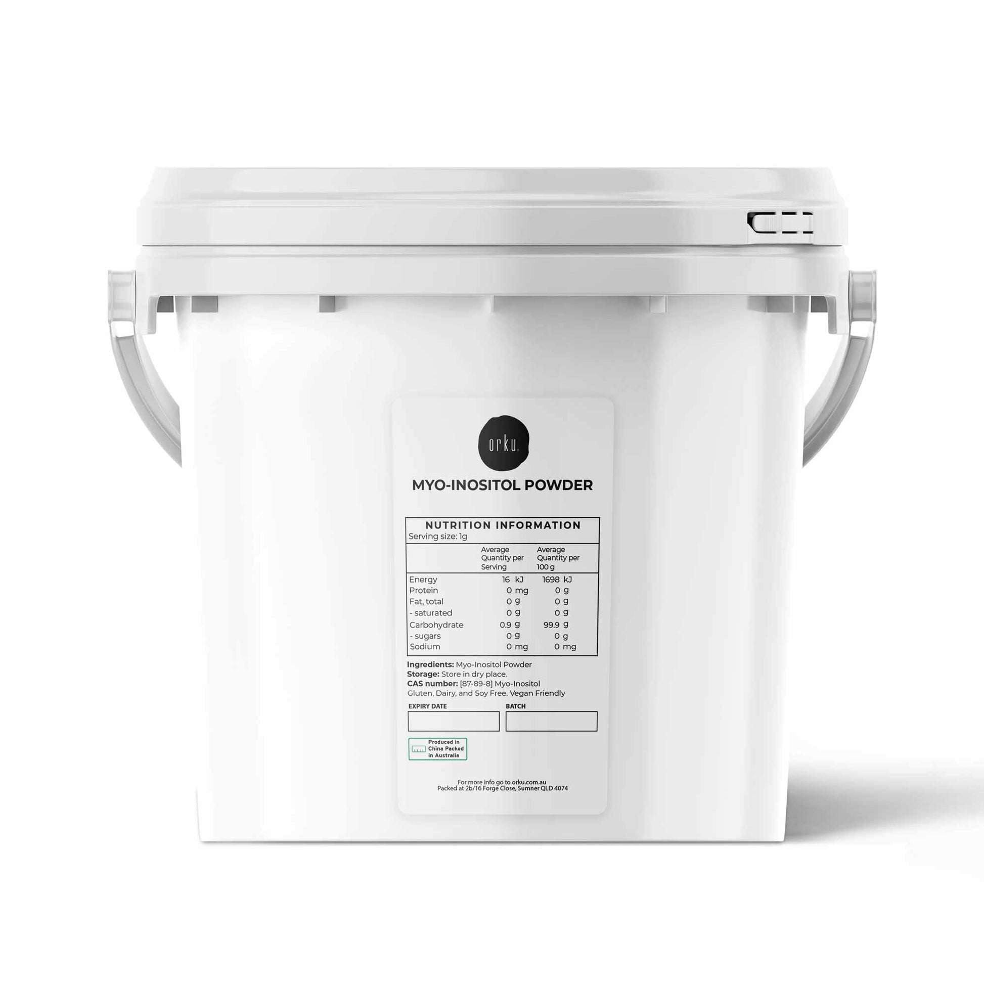 Orku Myo Inositol Powder Buckets - USP Grade High Purity Unflavoured