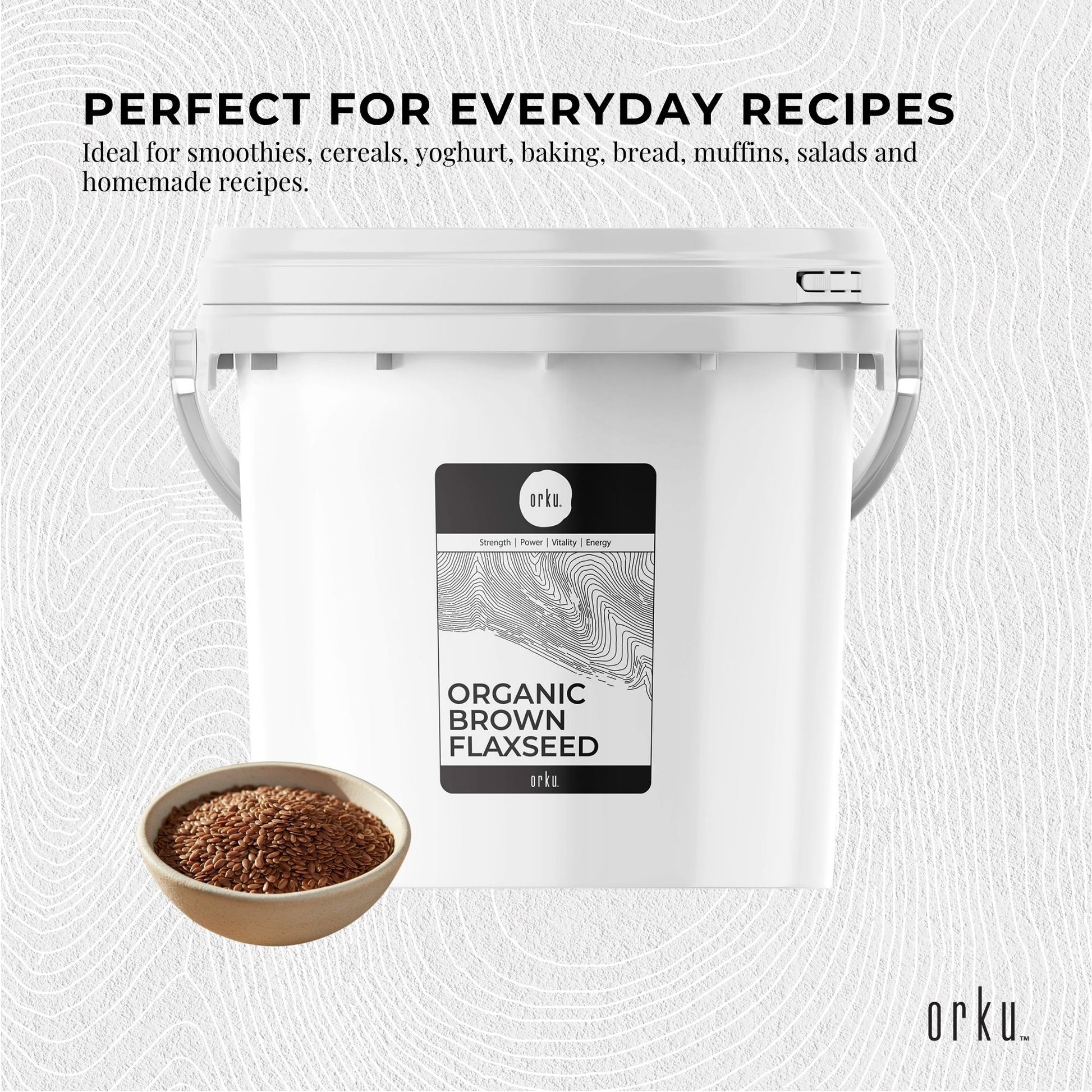 Orku 3.5Kg Organic Brown Linseed Flaxseed Whole Grain Non GMO - Tub