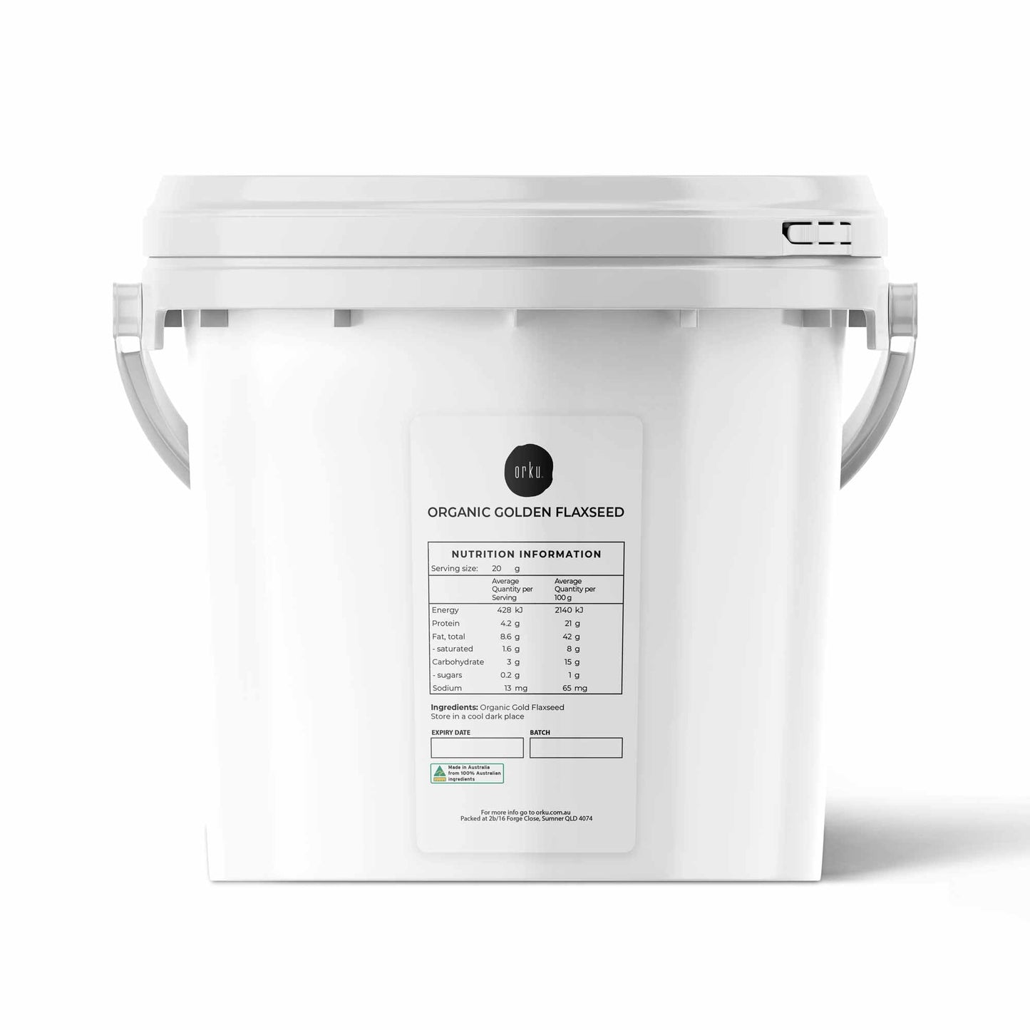 Orku 3.5Kg Organic Golden Linseed Flaxseed Whole Grain Non GMO - Tub
