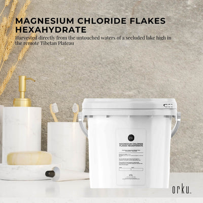Orku 3.8Kg Magnesium Chloride Flakes Hexahydrate Tub - FCC USP Spec Bath Salts