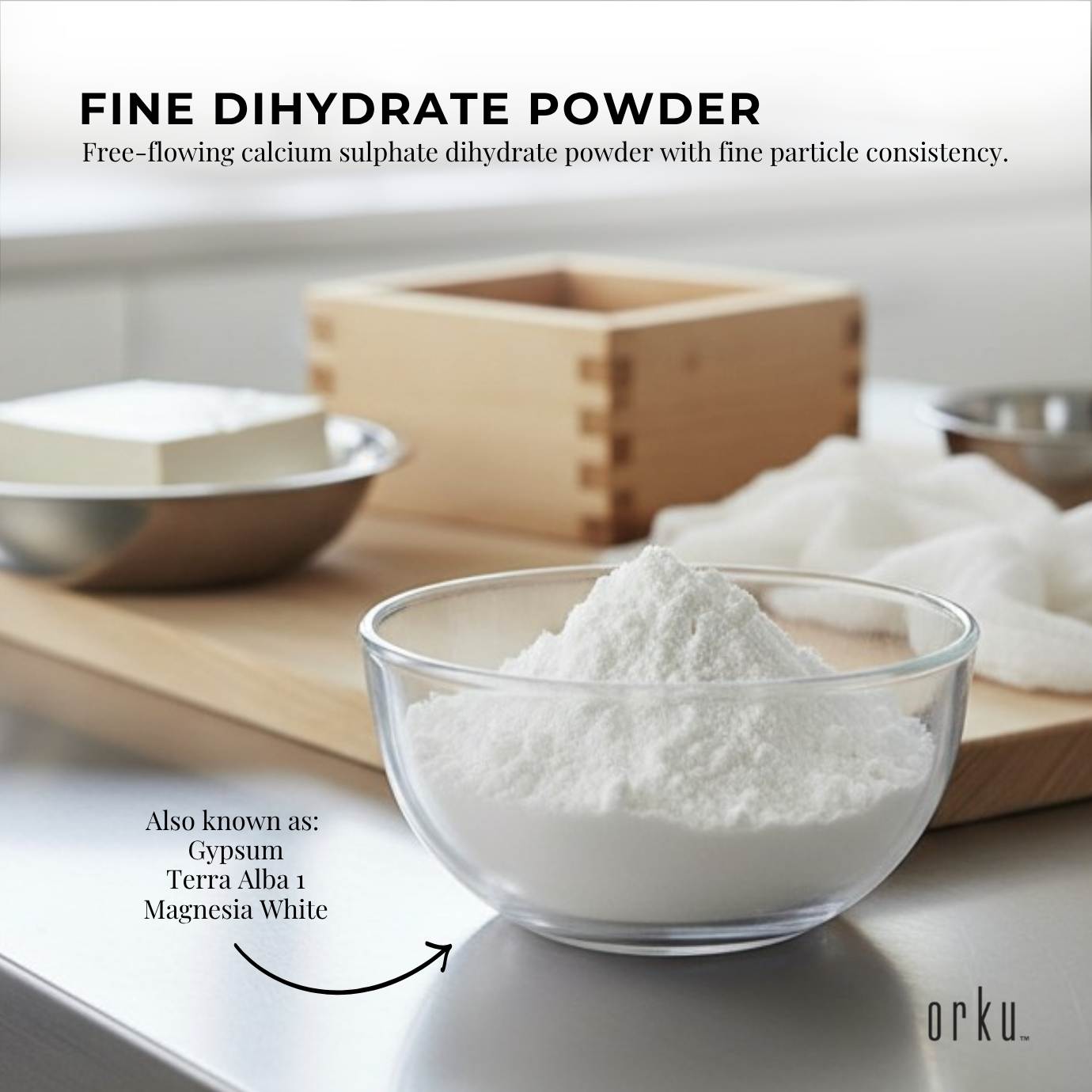 Orku 400g Fine Calcium Sulphate Gypsum Powder - Dihydrate Food Grade FCC E516