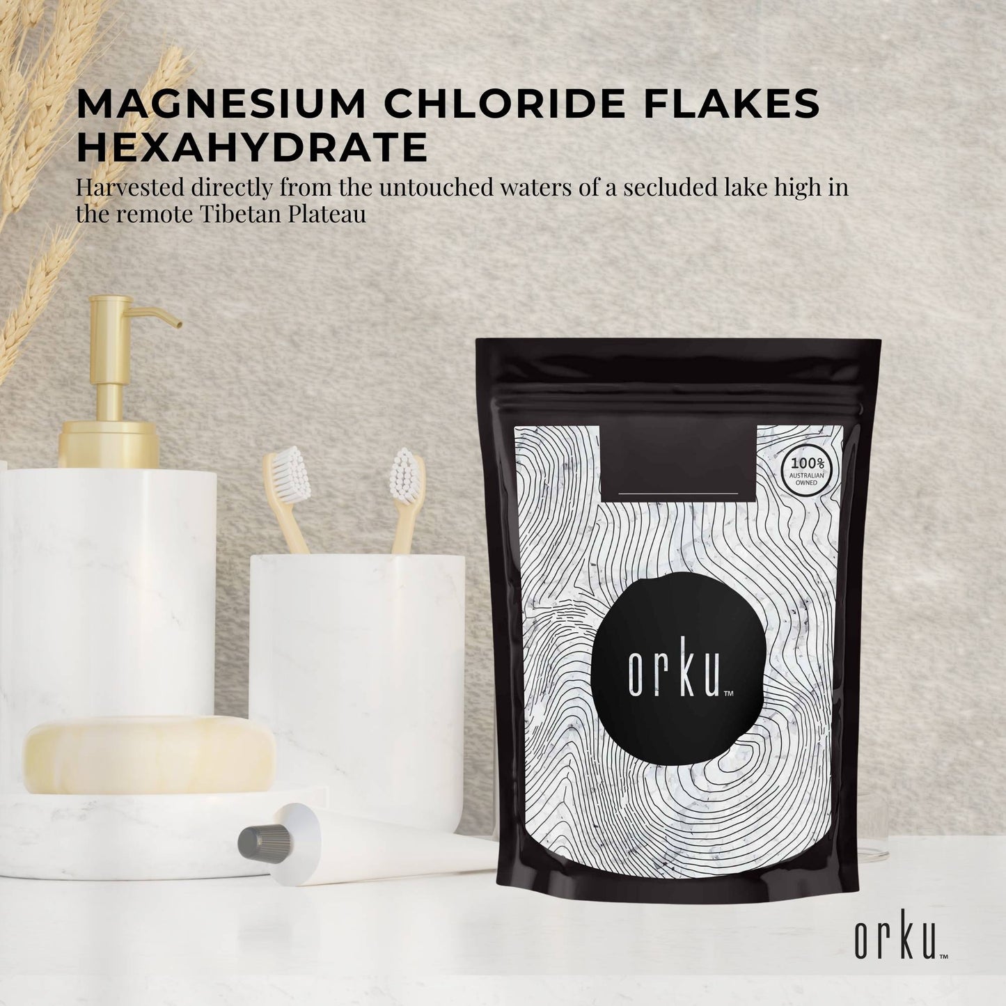 Orku 400g Magnesium Chloride Flakes Hexahydrate - FCC USP Spec Bath Salts