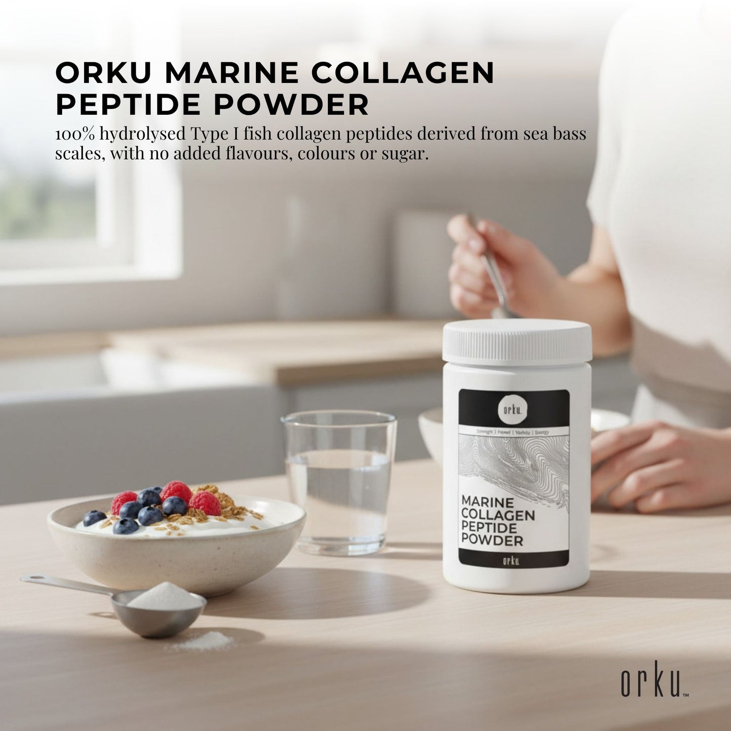 Orku 400g Marine Collagen Peptide Powder Jar - Type I Hydrolysed Protein