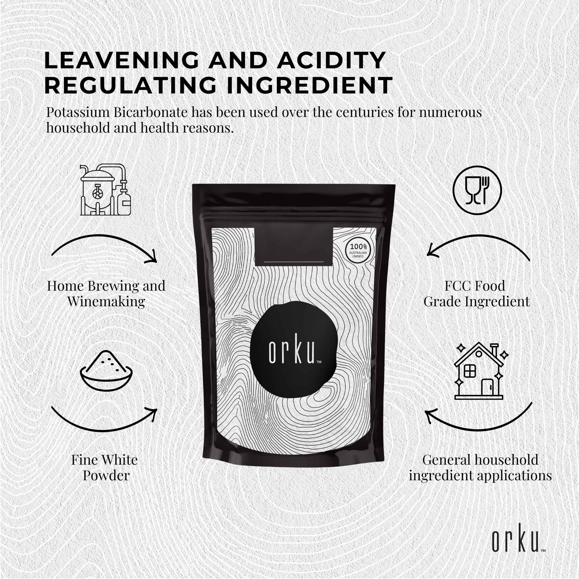Orku 400g Potassium Bicarbonate Powder - Food Grade Pure FCC Brewing Baking