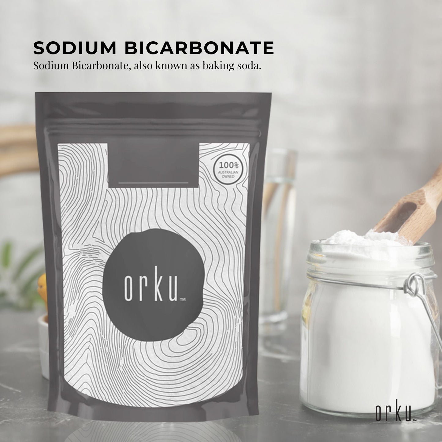 Orku 400g Sodium Bicarbonate Food Grade Baking Soda Aluminium Free Powder
