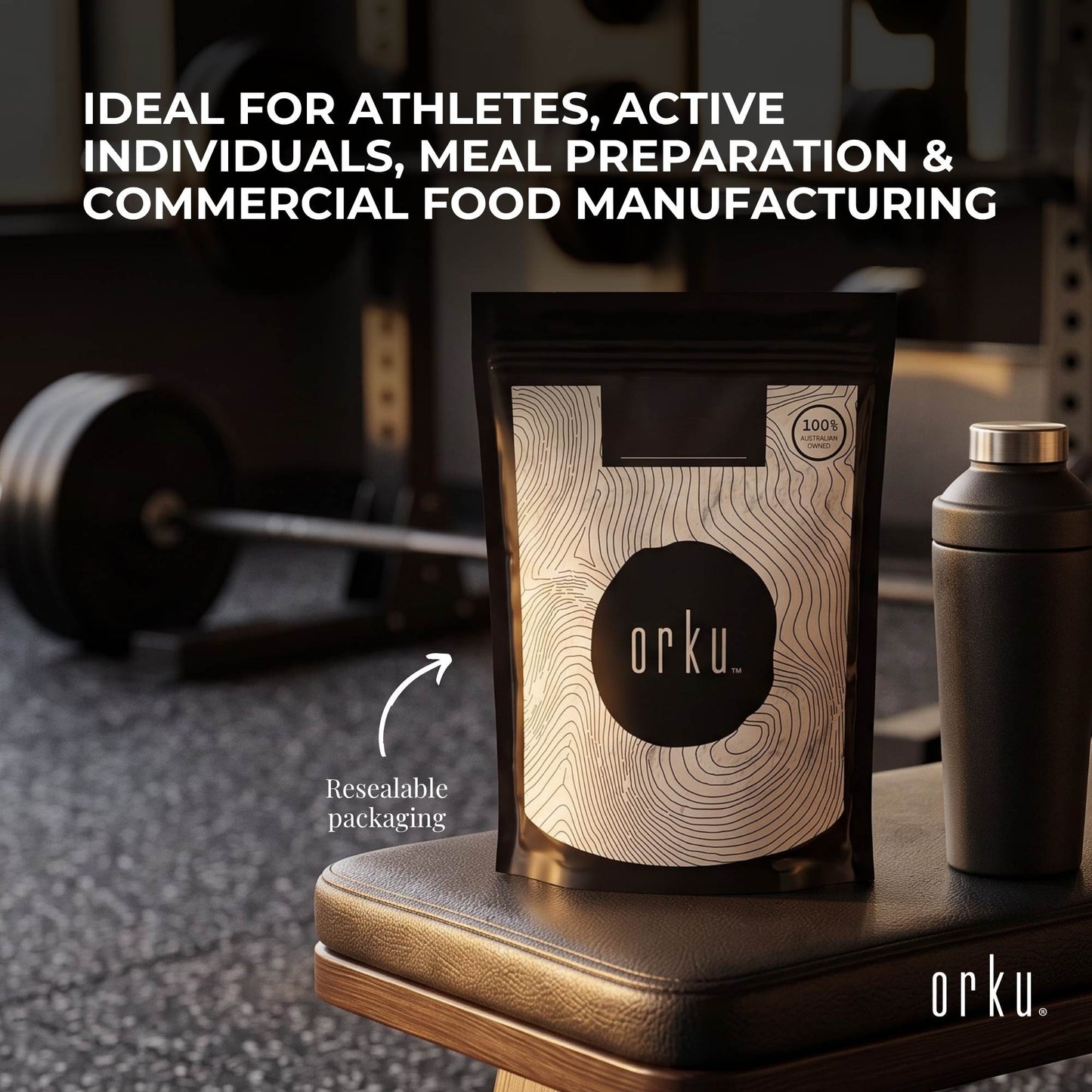 Orku 400g Whey Protein Isolate Powder WPI 90% Unflavoured Native Bag