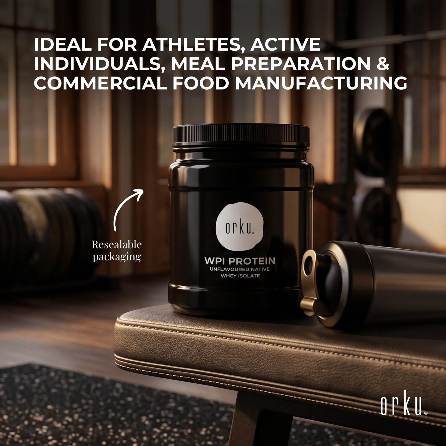 Orku 400g Whey Protein Isolate Powder WPI 90% Unflavoured Native Jar