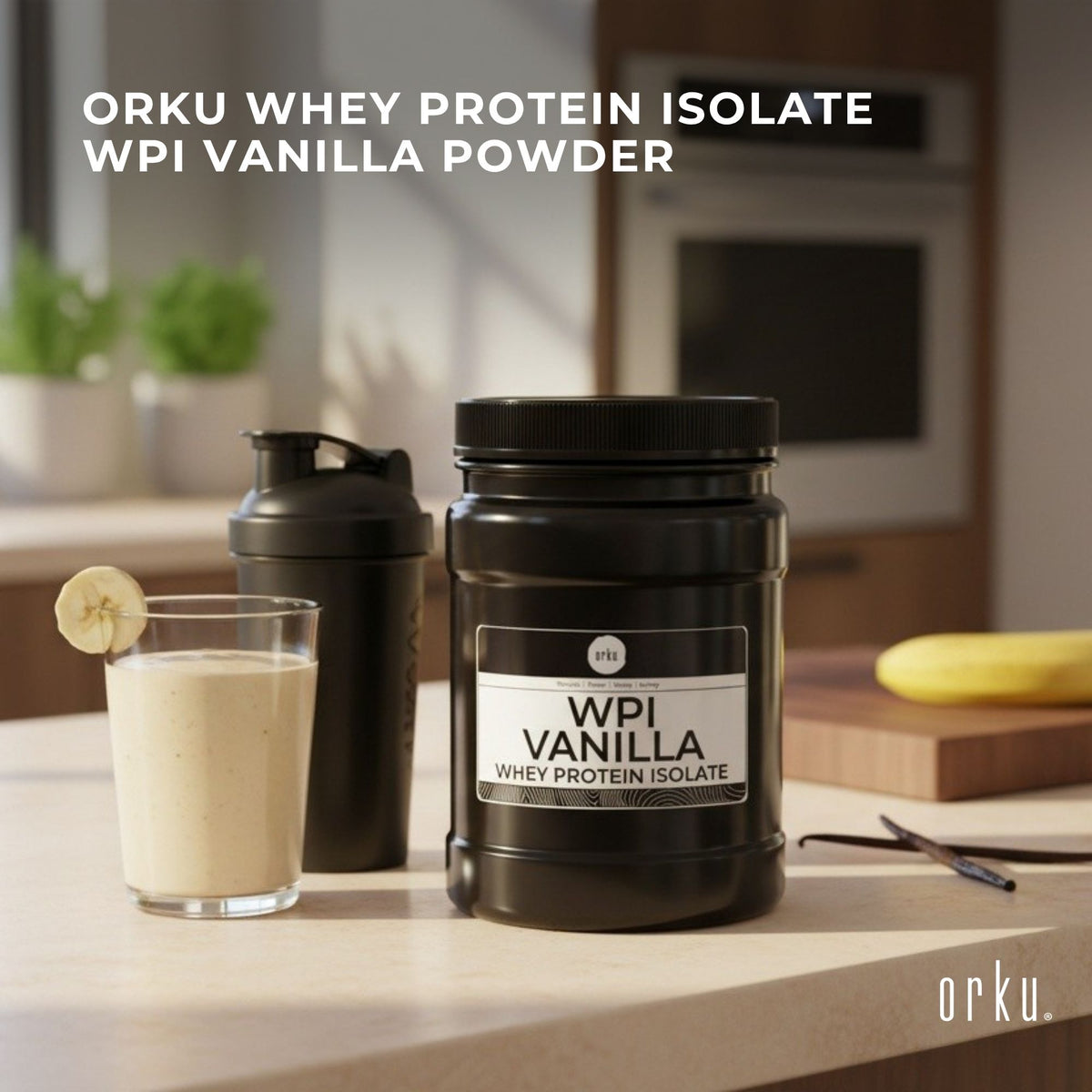Orku 400g Whey Protein Isolate WPI Vanilla Powder Jar