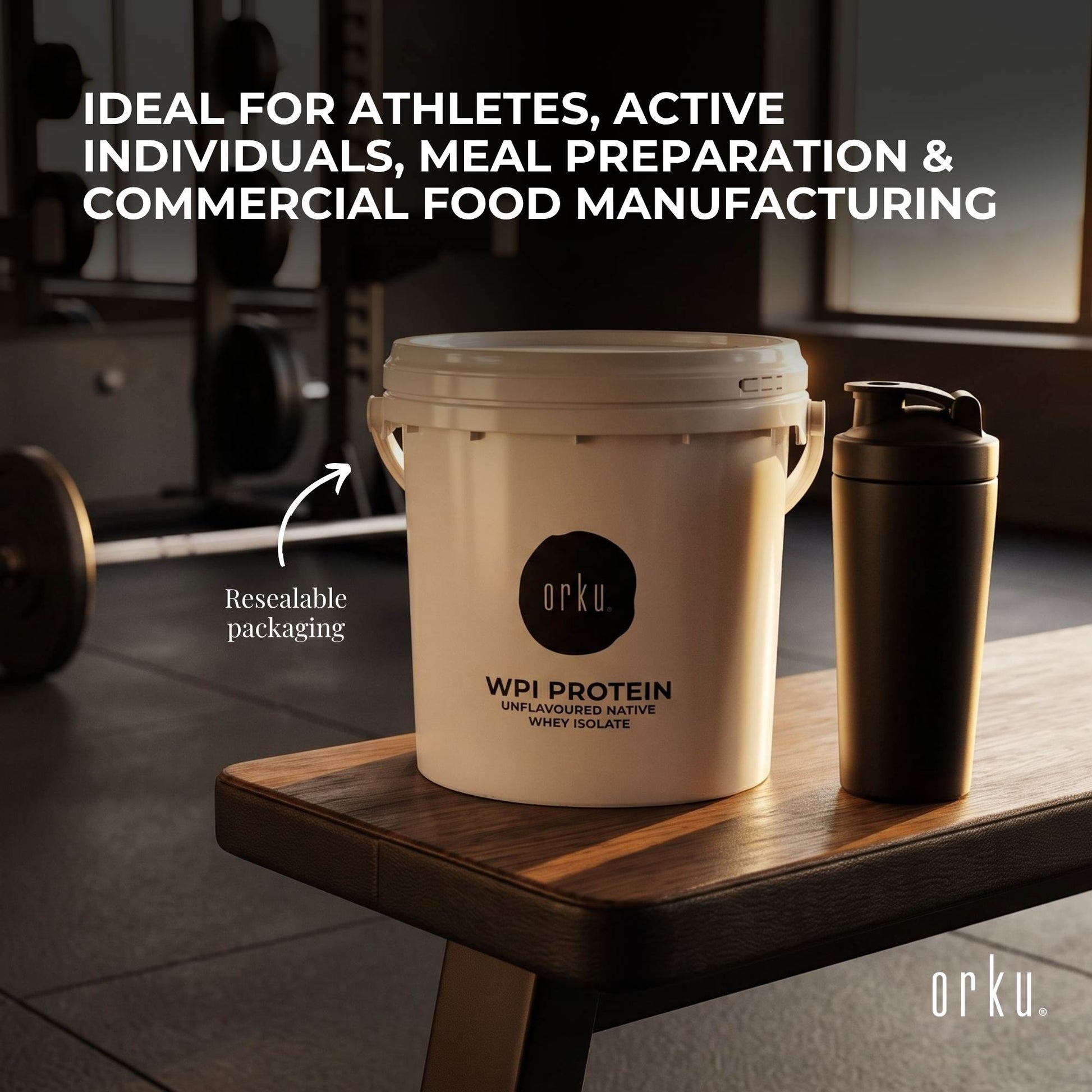 Orku 500g Whey Protein Isolate Powder WPI 90% Unflavoured Native Tub