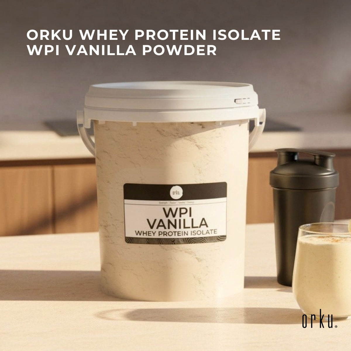 Orku 500g Whey Protein Isolate WPI Vanilla Powder Tub