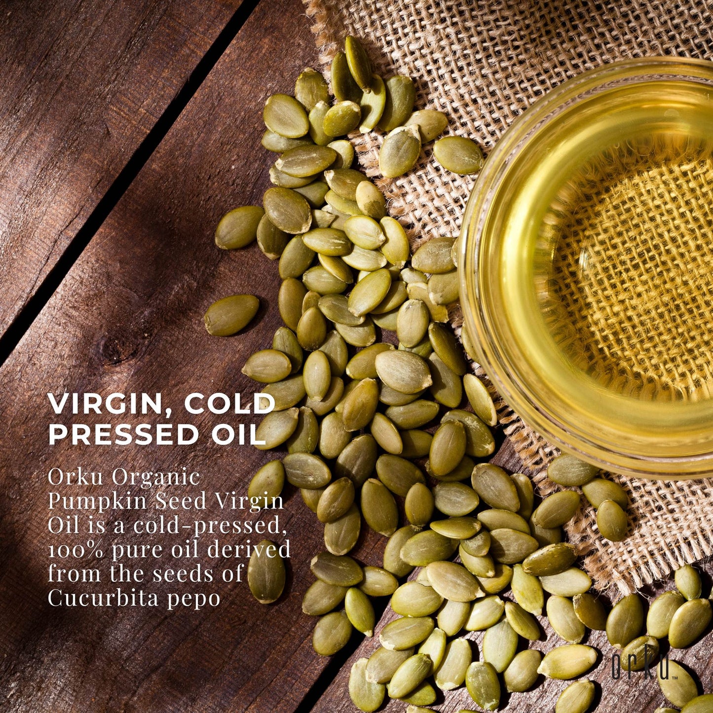 Orku 500ml Organic Pumpkin Seed Oil – Virgin Cold Pressed Unrefined Cosmetic Grade