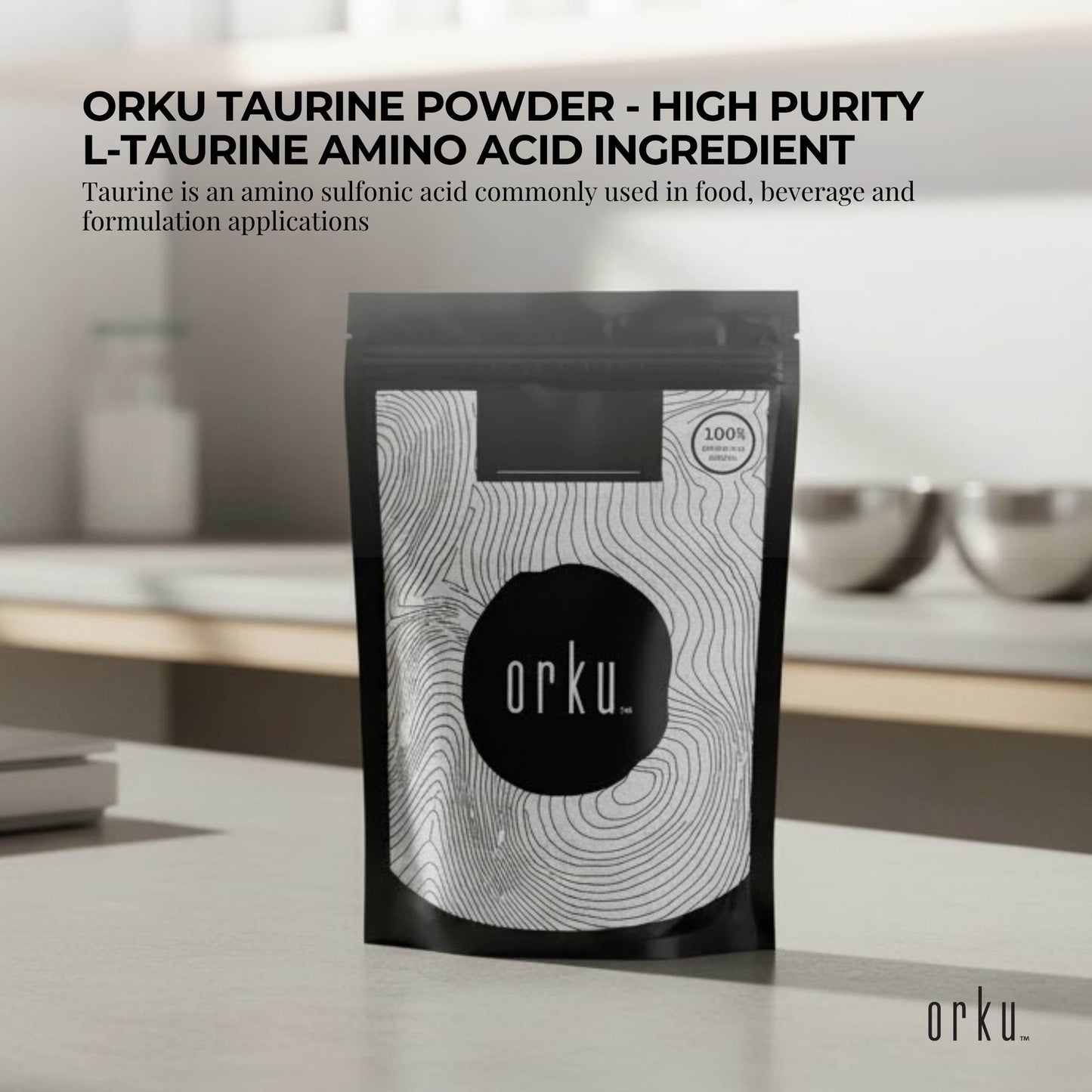Orku 50g Taurine Powder - High Purity L-Taurine Amino Acid Ingredient