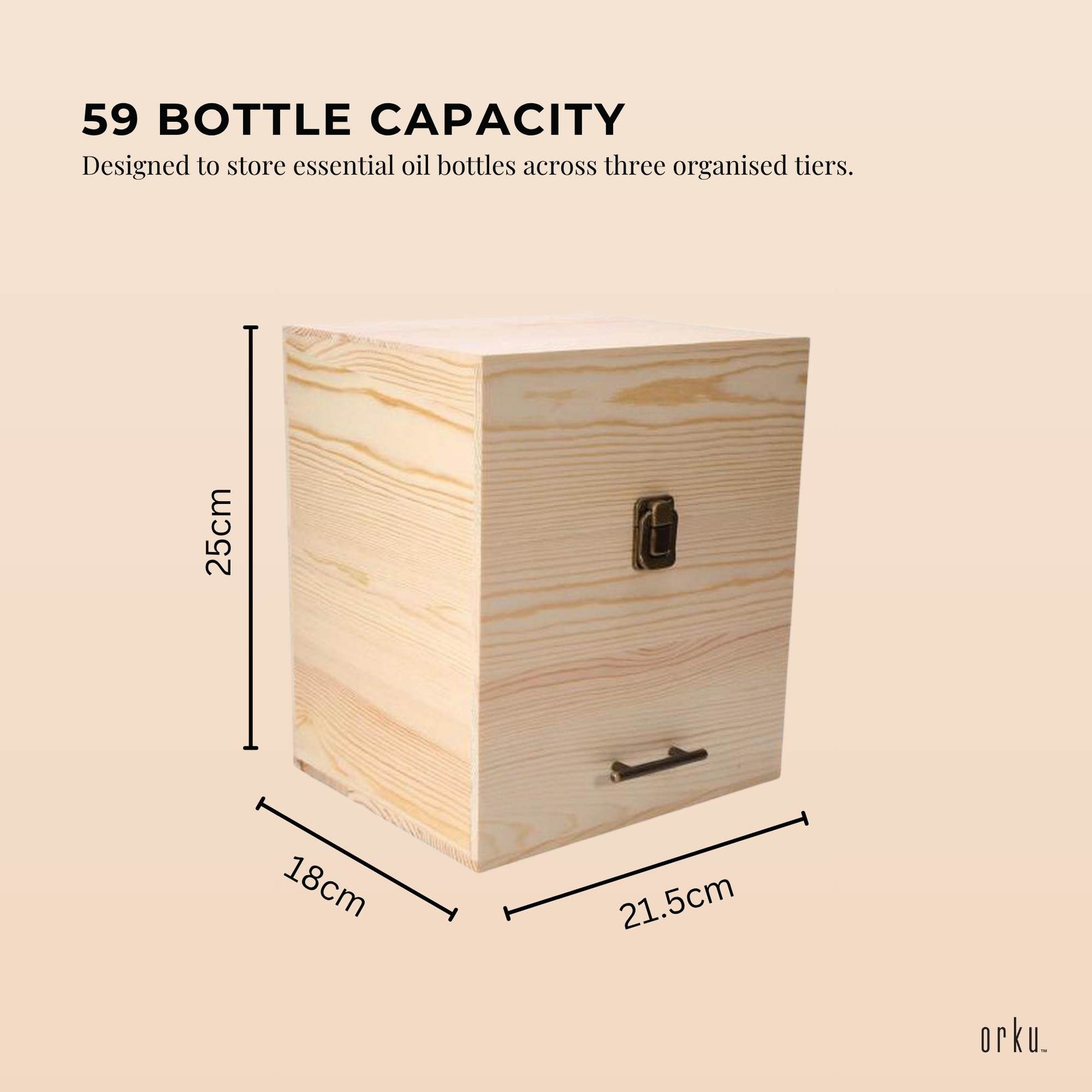 Orku 59 Essential Oil Bottle Storage Box - Wooden 3 Tier Aromatherapy Organiser