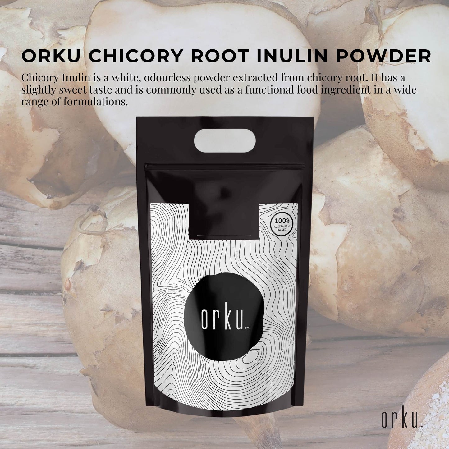 Orku 5Kg Chicory Root Inulin Powder - Unflavoured Food Ingredient