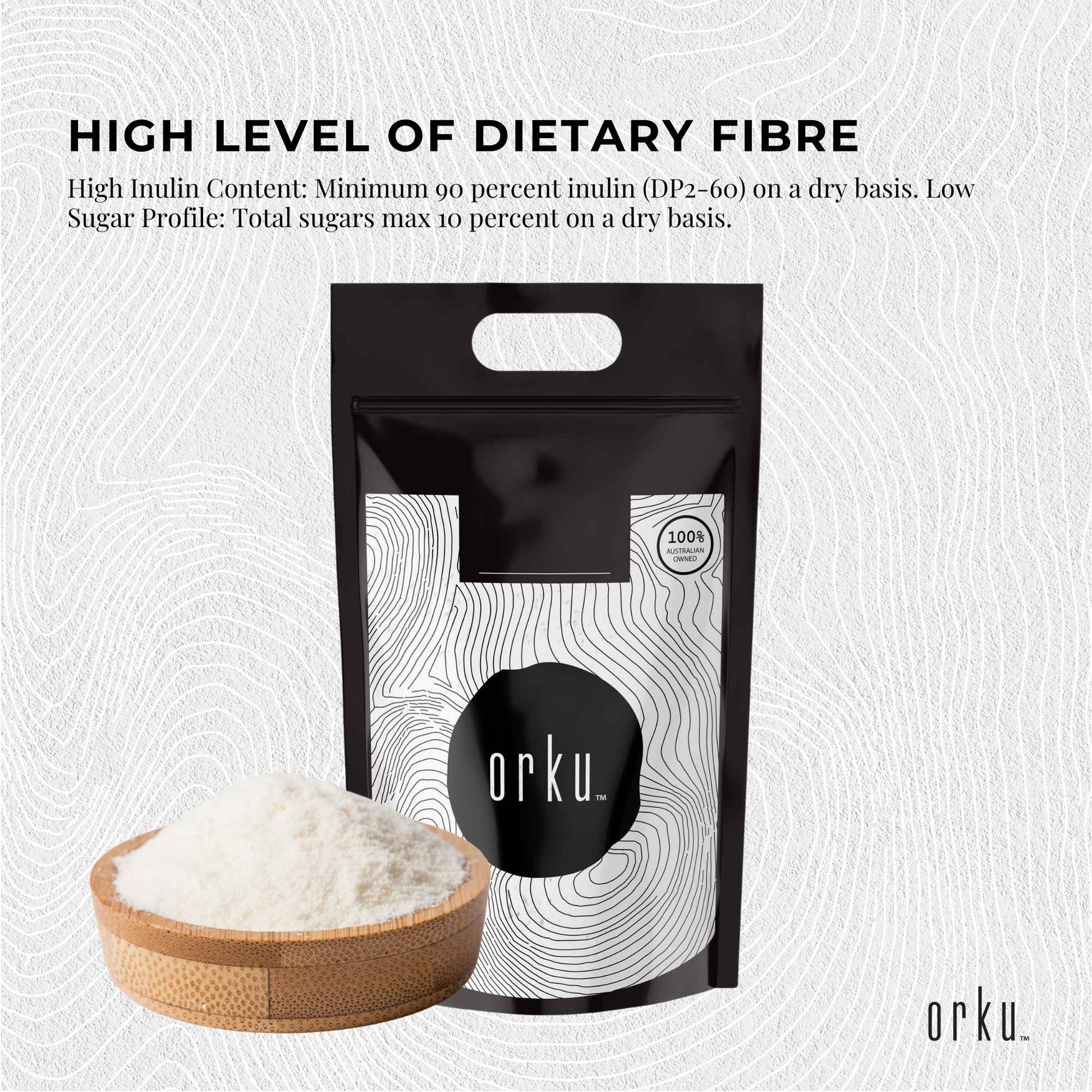 Orku 5Kg Chicory Root Inulin Powder - Unflavoured Food Ingredient