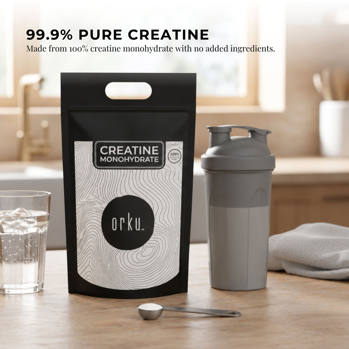 Orku 5Kg Creatine Monohydrate Powder 200 Mesh Micronised 99.9% Pure