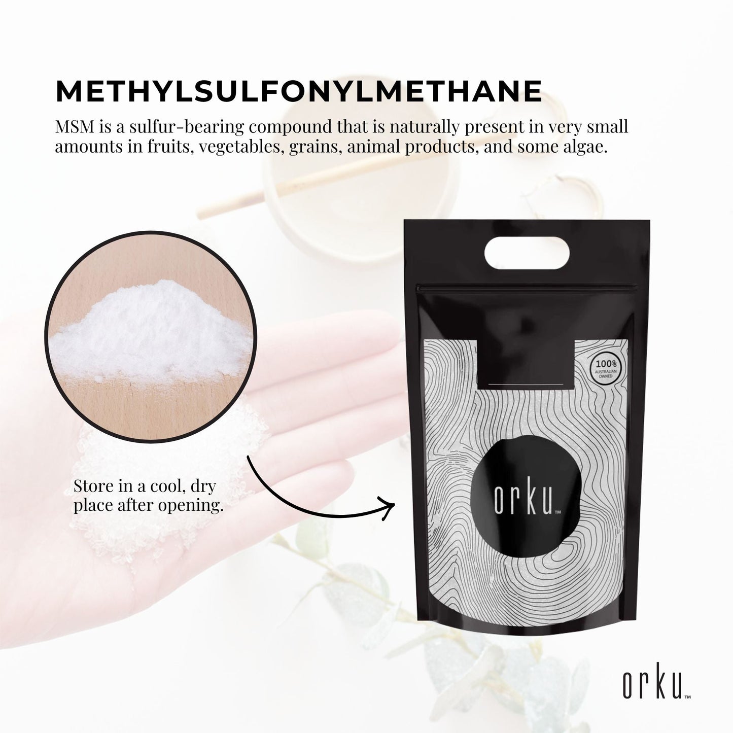 Orku 5Kg MSM Powder or Crystals - 99.9% Pure USP Grade Methylsulfonylmethane