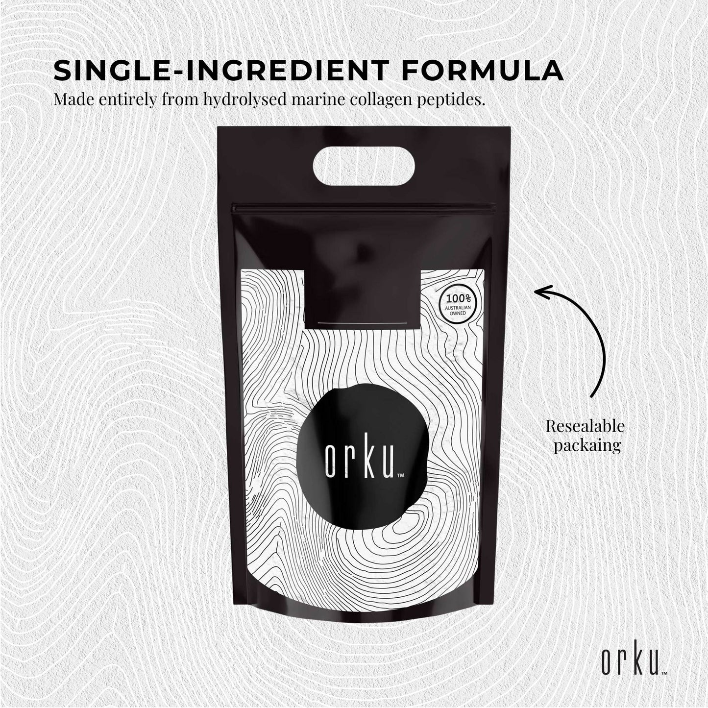 Orku 10Kg Marine Collagen Peptide Powder - Pure Type I Hydrolysed Protein