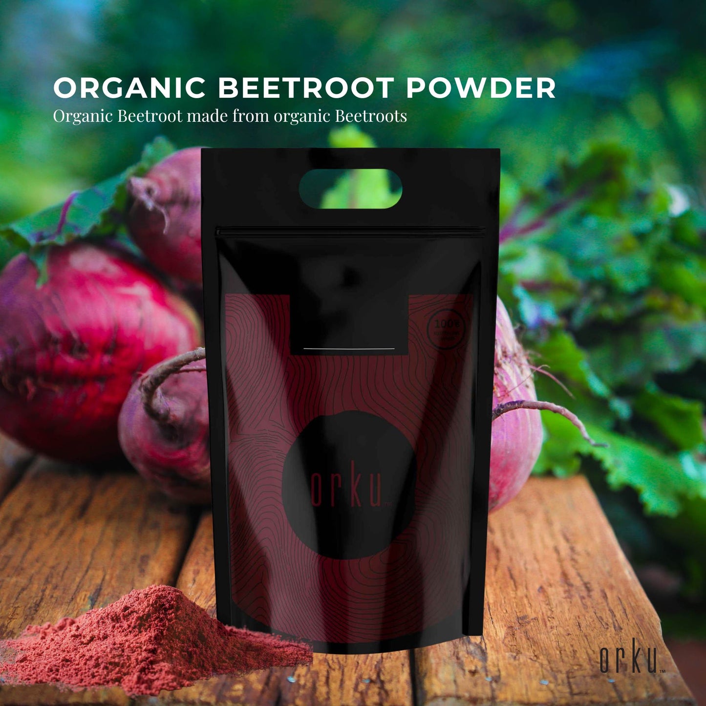 Orku 5Kg Organic Beetroot Powder - 100% Pure Beet Root Powder - Beta vulgaris