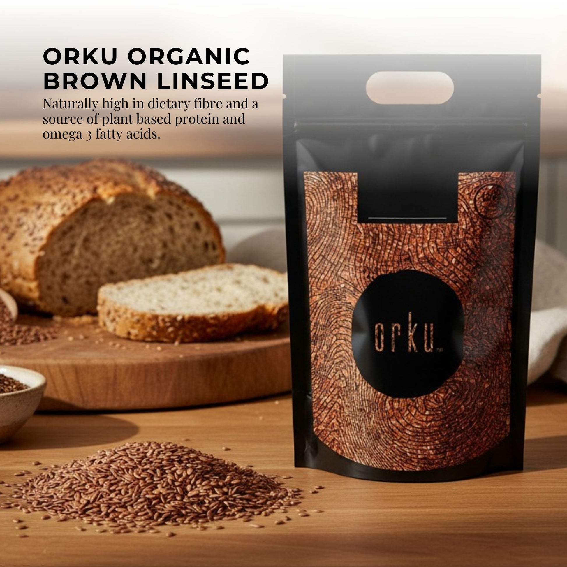 Orku 5Kg Organic Brown Linseed Flaxseed Whole Grain Non GMO Bulk