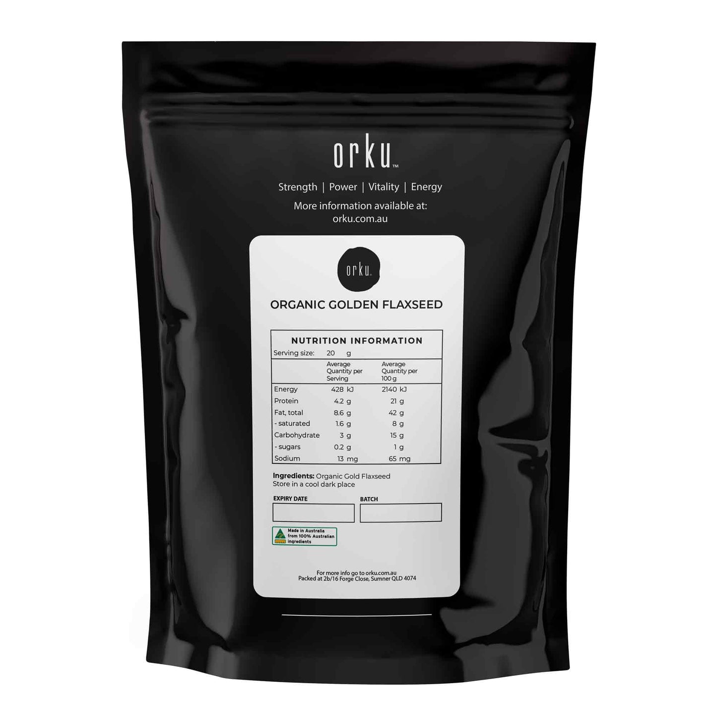 Orku 5Kg Organic Golden Linseed Flaxseed Whole Grain Non GMO Bulk