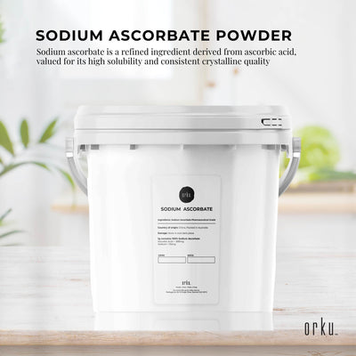 Orku 5Kg Sodium Ascorbate Tub - High Purity Soluble Crystalline Powder