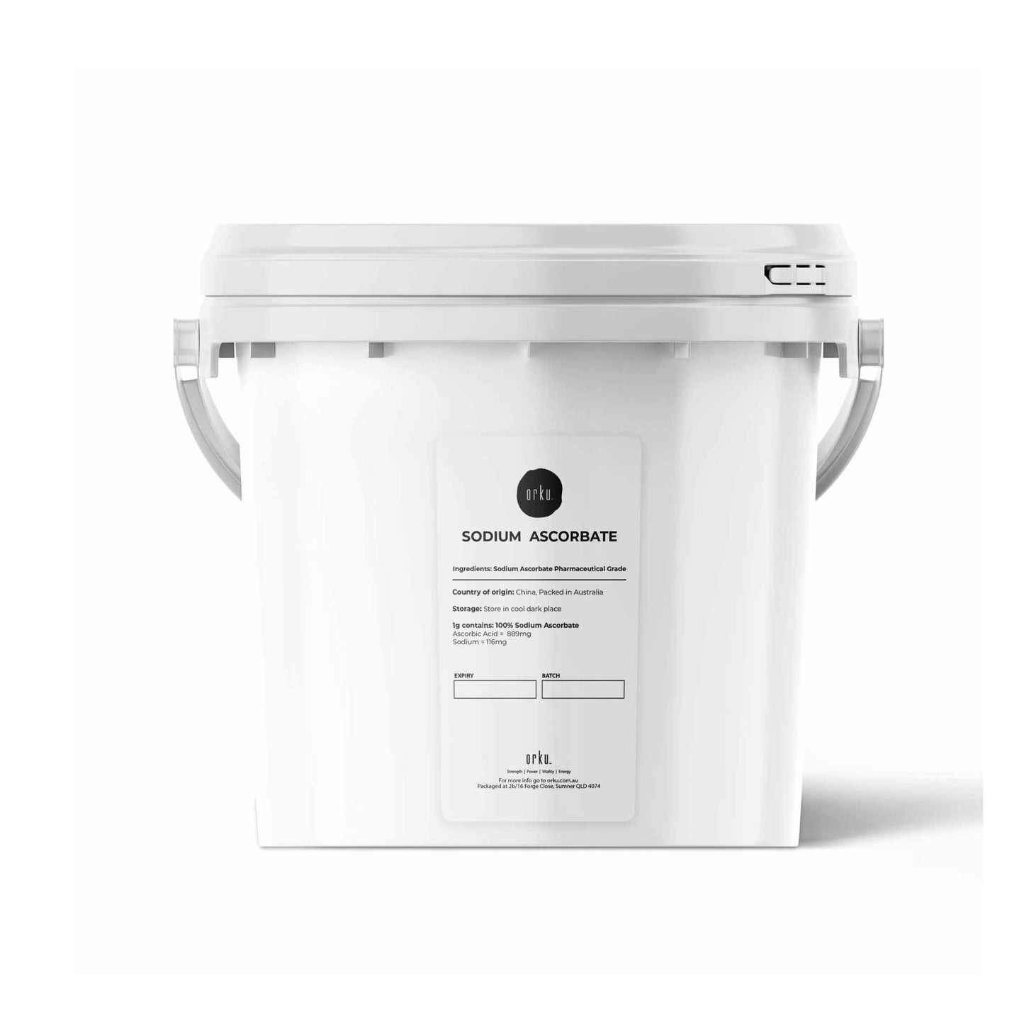 Orku 5Kg Sodium Ascorbate Tub - High Purity Soluble Crystalline Powder