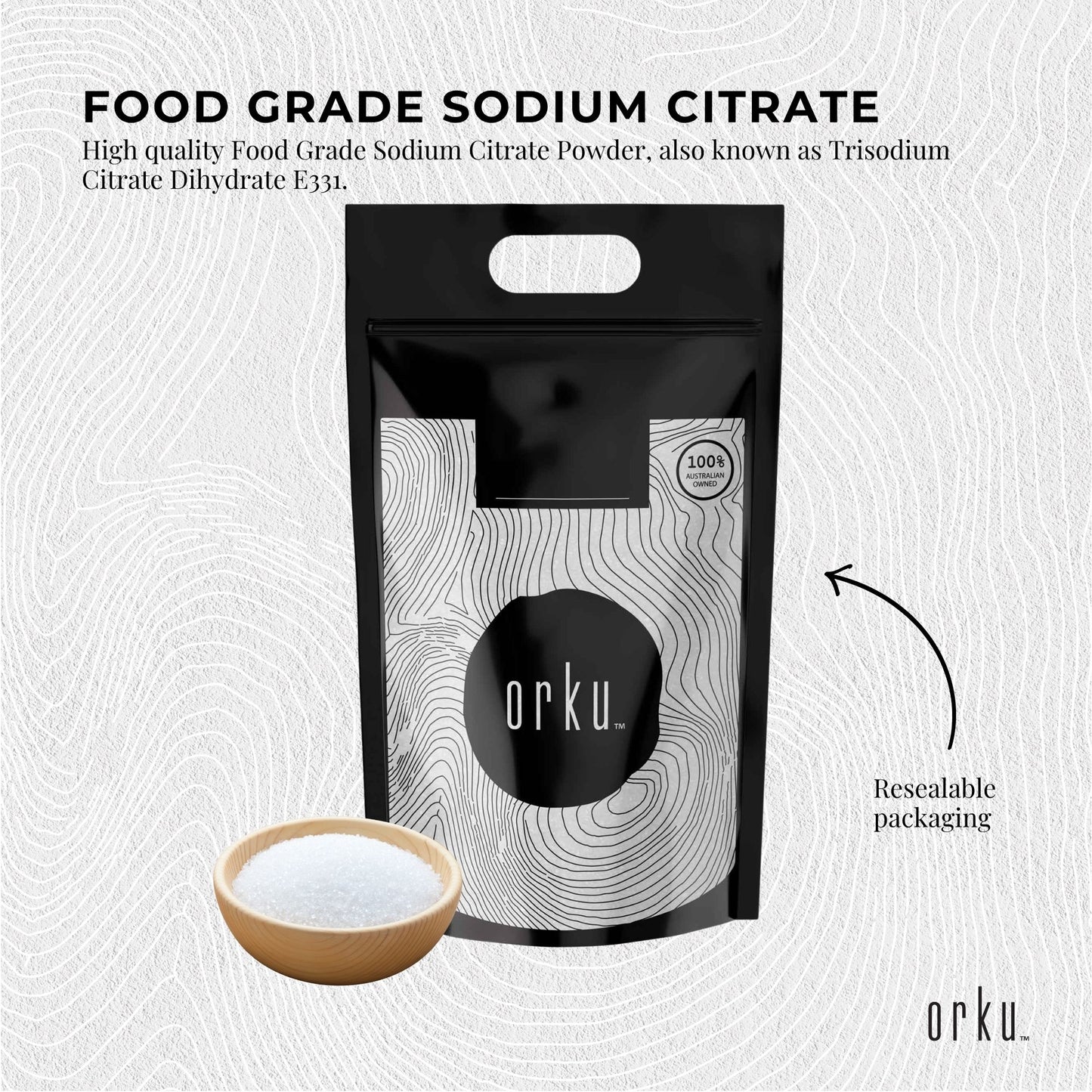 Orku 5Kg Sodium Citrate Powder Food Grade Trisodium Citrate Dihydrate E331