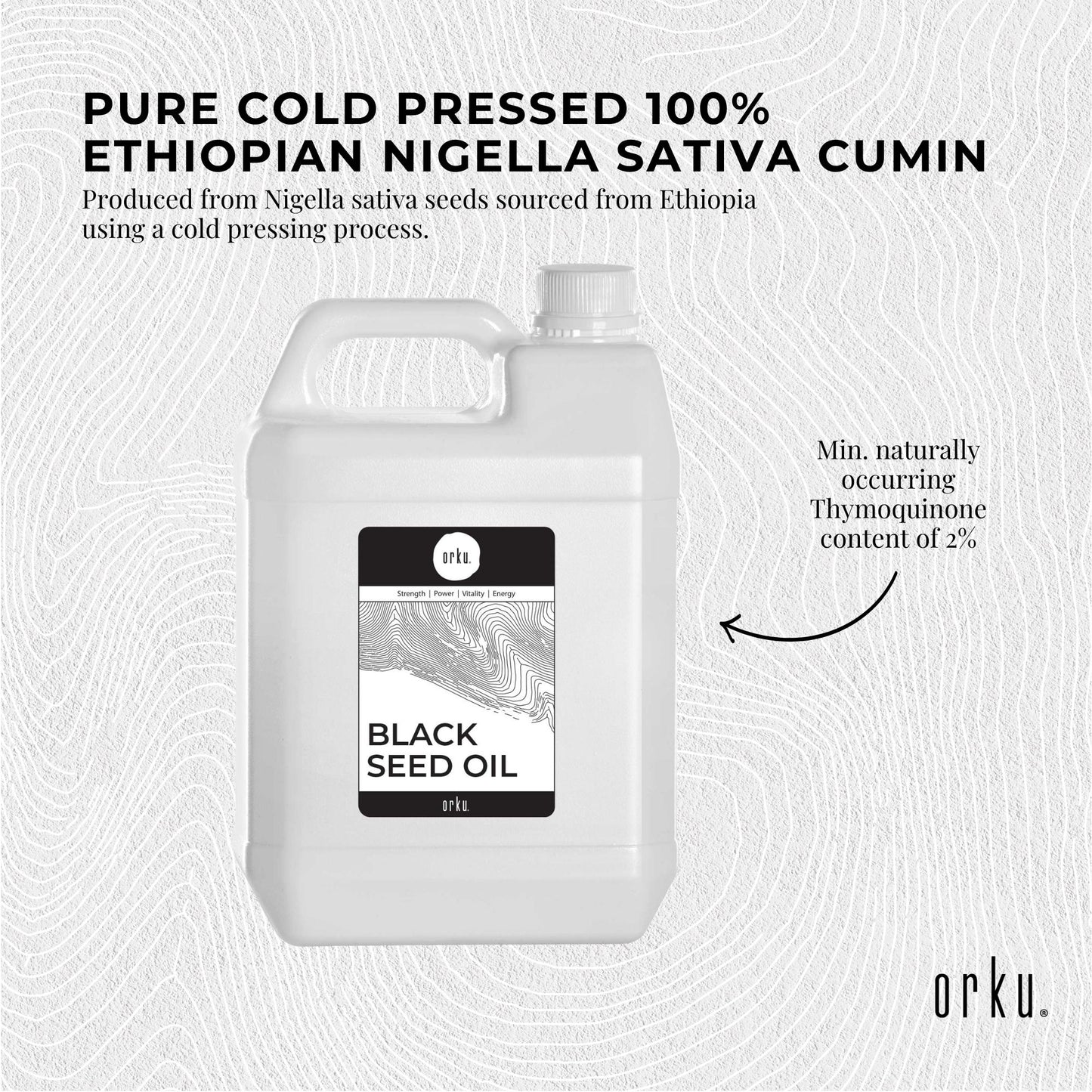 Orku 5L Black Seed Oil Pure Pure Cold Pressed 100% Ethiopian Nigella Sativa Cumin