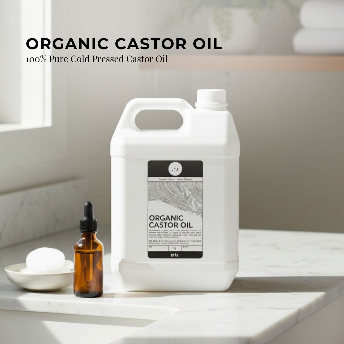 Orku 5L Organic Castor Oil - Hexane Free Cold Pressed