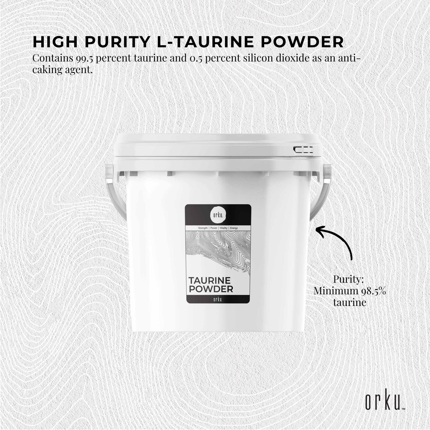 Orku 5kg Taurine Powder Tub - High Purity L-Taurine Amino Acid Ingredient