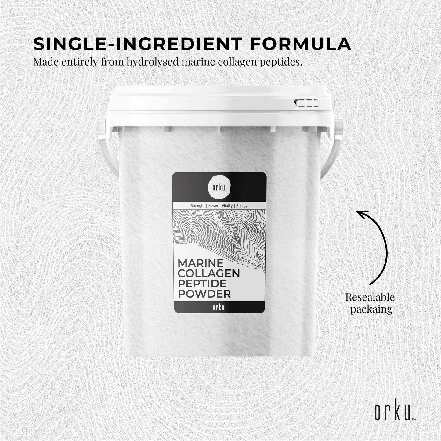 Orku 600g Marine Collagen Peptide Powder Type I Hydrolysed Protein Tub