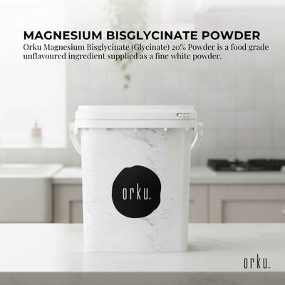 Orku 800g Magnesium Bisglycinate Powder Unflavoured Chelated Biglycinate - Tub