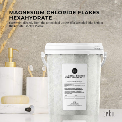 Orku 800g Magnesium Chloride Flakes Hexahydrate Tub - FCC USP Spec Bath Salts