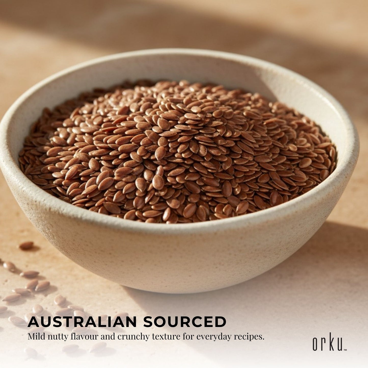 Orku 800g Organic Brown Linseed Flaxseed Whole Grain Non GMO - Tub