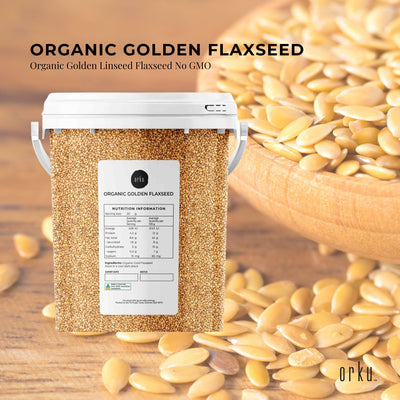 Orku 800g Organic Golden Linseed Flaxseed Whole Grain Non GMO - Tub